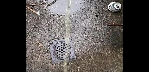  Pissing in the outside drain